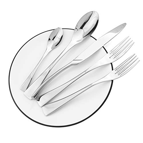 BRIIEC 20-Piece Flatware Silverware Set 18/10 Stainless Steel Eating Utensil Service for 4 Tableware with Fork Knife Spoon for Kitchen Table Dishwasher Safe?Shiny Silver?
