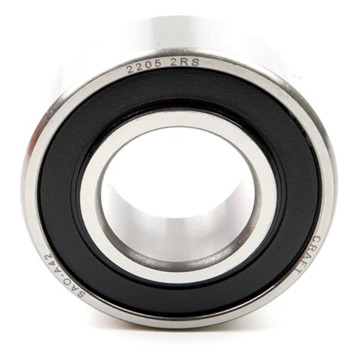 Parts and Parts Pendelkugellager 2205 2RS 25x52x18mm, DIN 630, hohe Belastbarkeit, langlebige selbsthaltende Pendelkugellager, geringe Reibung, ideal für Förderanlagen, Industriemotoren