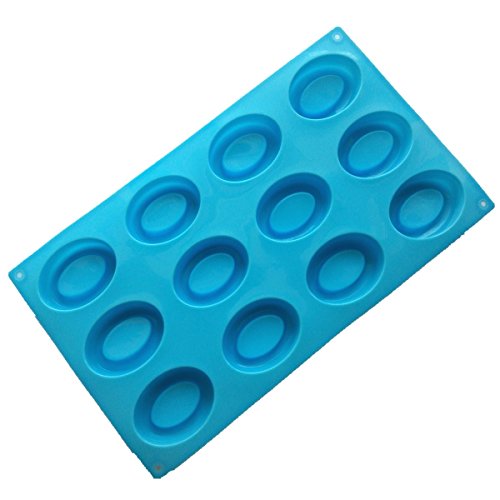 Allforhome 12 Cavities Flexible Oval Chocolate Molds Silicone Candy Molds Resin Clay Ice Cube Handmade Bath Bomb Guest Sample Soap Molds Moulds #TOP1