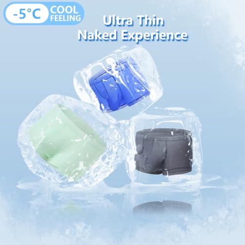 Men's Sexy Underwear Ice Silk Sheer Boxer Briefs See Through Mesh Ultra Thin Transparent Trunk2