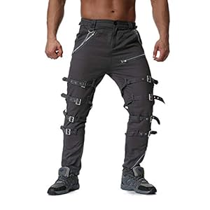 Herenbroeken Metalen decoratie Ritsen Cargo-broek Effen kleur Rock Jogger-broek High Street-joggingbroek