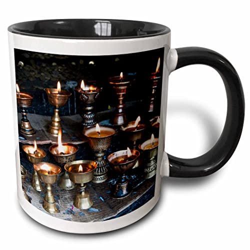3dRose Bhutan, Dochu La. Yak butter candles 11oz Two-Tone Black Mug
