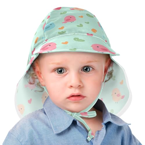 Cartoon Bird Green Baby Boys Girls Beach Hats Toddler Boy Water Hats Girl UPF 50+ Protection Neck Flap Traveling Camping2