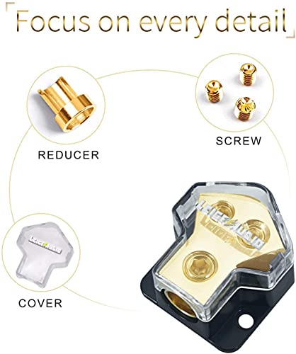 Leigesaudio 2Pack 0/2/4 Gauge In 4/8 Gauge Out 2 Way Amp Copper Power Distribution Block For Car Audio Splitter #TOP2