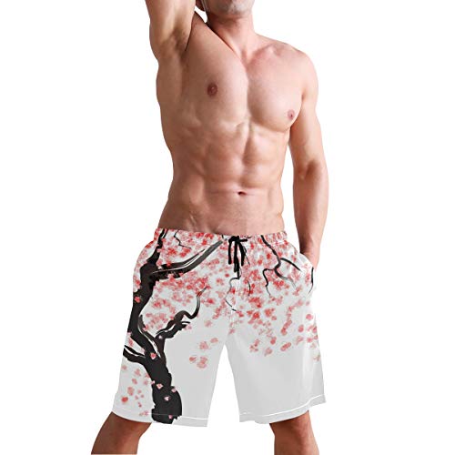 Men’s Swim Trunks Japanese Cherry Tree Blossom Beach Board Shorts Swimming Short Pants Running Sports Surffing Shorts4