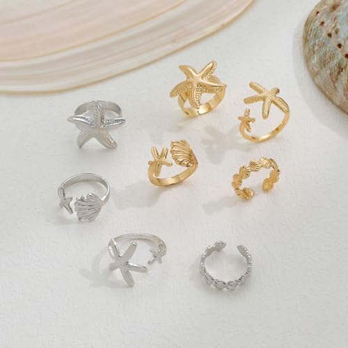 Image of Shining Diva Fashion Combo Set Gold and Silver Plated Rings for Women and Girls Stylish