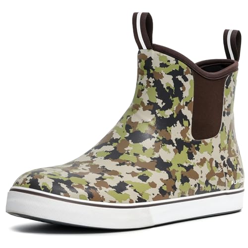 Image of Furuian Men's Deck Boots Waterproof Ankle Rain Boots Fishing Boots