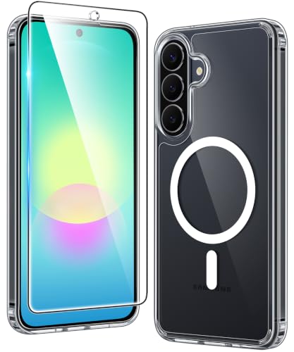 Image of FNTCASE for Samsung Galaxy A27-5G Case: [Screen Protector] Compatible with Magsafe Clear Magnetic Phone Cases Anti Yellowing Slim Rugged Shockproof Protective Transparent Cover (A-Clear)
