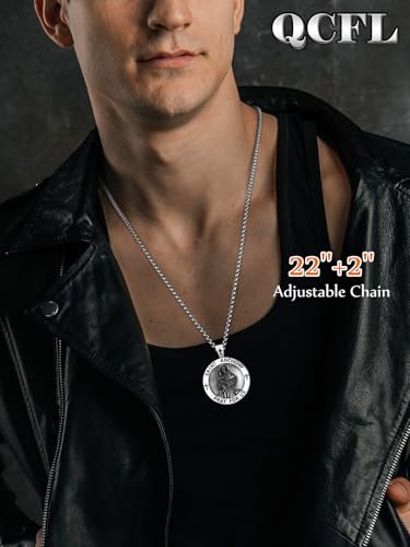 Patron Saint Medals Amulet Necklace 925 Sterling Silver Protection Jewelry for Men with 2.5mm 22"+2" Round Box Chain3