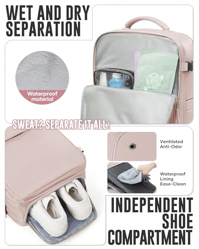 Image of Vacuum Backpack with Pump for Women Men, Compression Backpack for Travel, Vacpack for School Business Trip, Lightweight Airback Backpacks with Vacuum Seal, Carry On Bag for Airport(Pink Large)