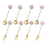 WanGi Stainless Steel Coffee Dessert Spoon Children's Spoon Fruit fork Dessert cake fork 5.5in Mini...