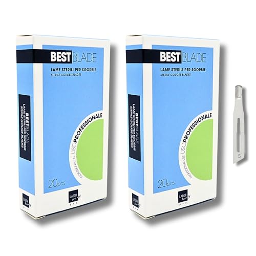 Best Blade - Gubia para podología - 40 cuchillas estériles desechables (2 paquetes de 20) profesionales para pedicura, eliminación de callos y cuidado de pies (Size 5)