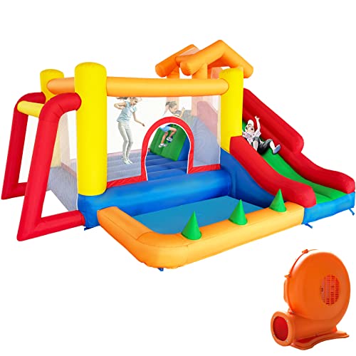Ballsea Castillo Hinchable con soplador, Castillo Hinchable para ninos Adecuado de 3 a 10 años, 343 x 280 x 203 cm ​- Castillo inchable Infantil Interior