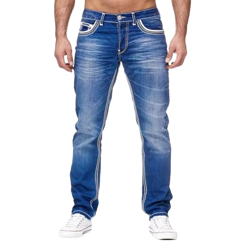 lcyhony Mens Straight Leg Jeans Y2k Baggy Comfy Low Rise Jeans Relaxed fit Stretchy Casual Work Denim Pants with Pockets