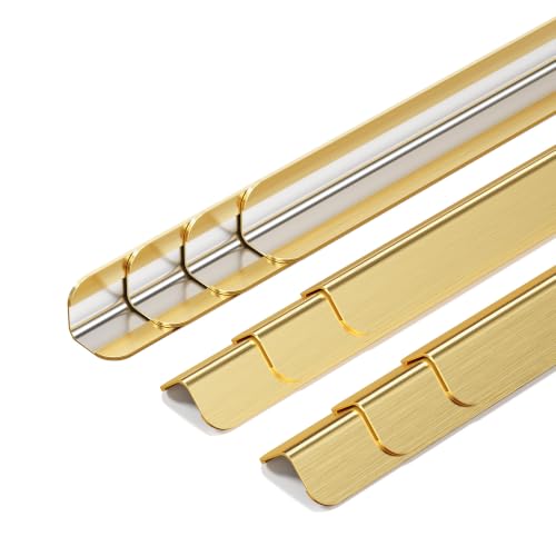 Image of 0.5x0.5x48 Inches 304 Stainless Steel Golden Wall Corner Guards (10-Pack) Heavy Duty Rounded Corner Protector, Smooth Folded Edge Design for Wall Protection (No adhesives