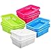 Bright Plastic Organizer Bins - 12 Pack -Small Colorful Storage Trays, Modular Baskets Holders for Classroom, Drawers, Shelves, Desktop, Closet, Playroom, Office, and More - 4 Colors - BPA Free