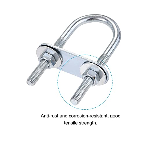 Image of METALLIXITY U Bolts 4 Sets (M6x25x70mm), Round U Bolt Steel with Accessories - for Construction, Pipe