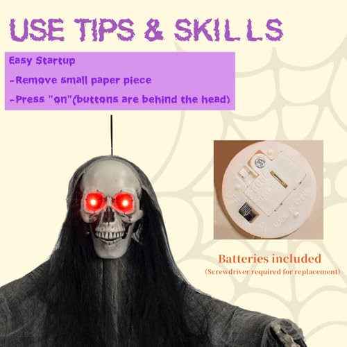Image of Halloween Decorations,3 Pack Halloween Hanging Skeleton Ghosts with Lighted Up Eyes,Scary Colourful Cloth Grim Reapers for Indoor,Outside Yard Lawn,Haunted House Prop,Party Supplies