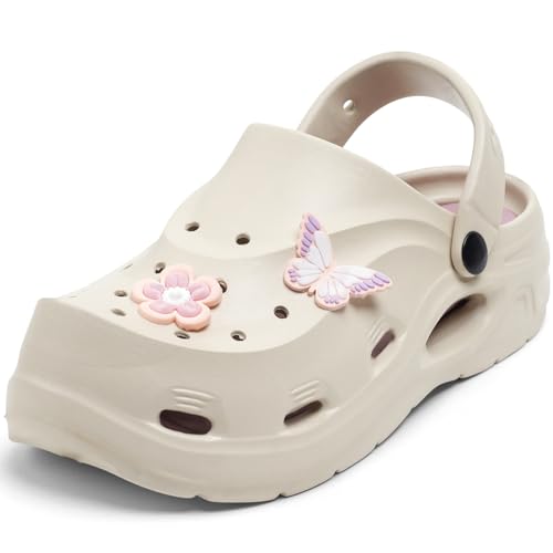 Image of Women Clogs Sandals with Back Strap | Lightweight EVA Cartoon Charm Slip-On Shoes for Womens & Girls | Anti-Slip Comfortable Everyday Wear