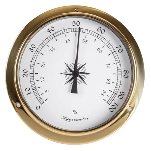 EstacióN MeteorolóGica AnalóGica Barómetro montado en la pared de 115 mm, termómetro, higrómetro, reloj marea, estación meteorológica cobre for interiores y exteriores(Humidity meter)