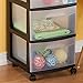 Sterilite 3 Drawer Storage Cart, Plastic Rolling Cart with Wheels to Organize Clothes in Bedroom, Closet, Black with Clear Drawers, 1-Pack