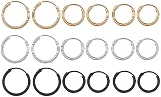 Holibanna 9pcs Ear Hoops Cartilage Earrings Silver Tragus Earrings Charm Earrings Copper Earrings Hip Hop Punk Hoop Earrings for Party Man Punker Woman Rapper (Golden Silver Black)