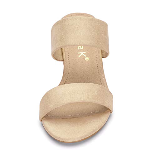 Allegra K Allegra K Women's Block Heel Dual Straps Slide Beige Sandals - 8.5 M US