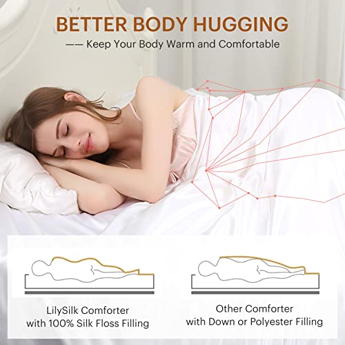Lilysilk All Season Silk Comforter With Silk Shell 100% Mulberry Silk Duvet For Spring Summer Fall & Winter, California King(110X96 Inch,Silk Weight:2.25Kg) #TOP4