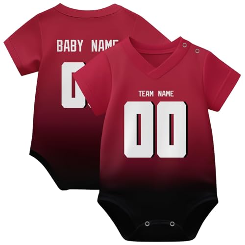 Image of KREDE Baby Clothes Unisex Bodysuit Jersey Style Custom Name Number for Baby Boys