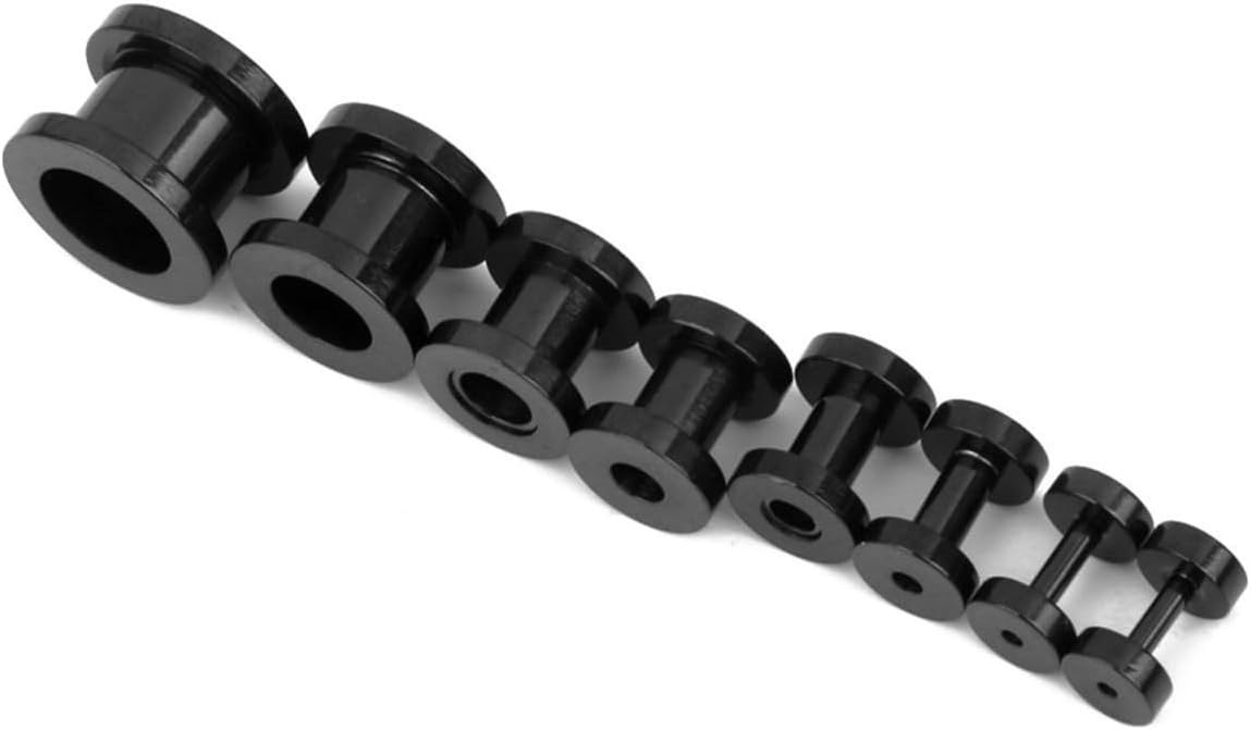 Ear Tunnel Plugs Stretch Kit Stainless Steel 16pcs 1.6-10mm Black