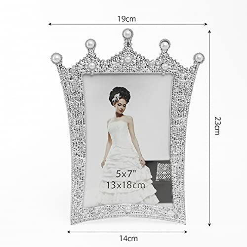 Muellery Pearl Picture Photo Frame With Royal Crown Crystal Decor Wedding Valentines 5X7 Tptc88088 #TOP6