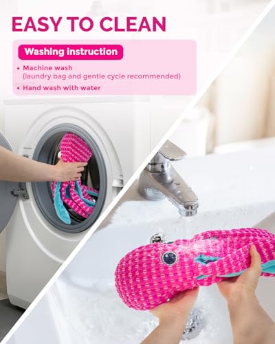 FoxFocus Durable Squeaky Dog Toys for Large Dogs to Keep Them Busy, Pink — view 6