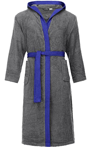 Ladeheid Albornoz de Baño 100% Algodón Ropa de Casa Hombre LA40-190 (Gris Oscuro-12/Azul-28, M)
