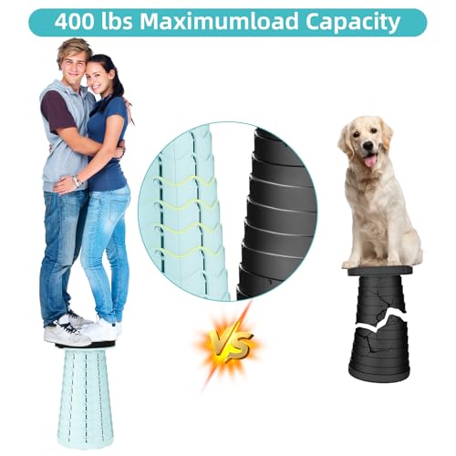 Image of Qiguet Collapsible Stool, Folding Chair - Upgraded Portable Chair with Load Capacity 400lbs, Portable Stool for Camping Fishing Hiking - Folding Stool,Gifts for Fisherman(All Ice Cream)