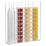 Sliner Wall Mount Portion Cup Lid Organizer, Acrylic 4 Compartment