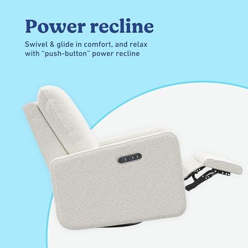 Image of Graco Teddi Power Recliner Swivel Glider, Electronic Power Recline, Oeko-TEX 100 Certified, USB-A & USB-C Charger, Premium Cushioning & Comfort - (Ivory Boucle)