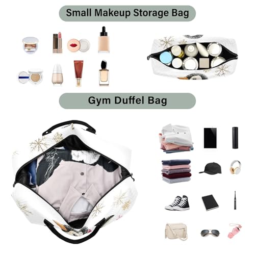 Travel Duffel Bag Penguin Art Winter Gym Bag Sports Tote Bag with Multiple Interior Pockets Shoulder Weekender Bag for Women Men with Toiletry Bag 20.5”x 7.9”x 13.84