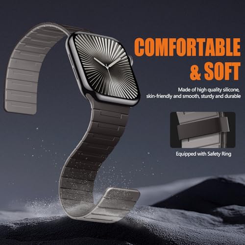 Image of SNBLK Magnetic Watchband Compatible with Apple Watch for Men 44mm 45mm 46mm 49mm 42mm 41mm 40mm 38mm Women, Silicone Sport Strong Magnet Strap for iWatch Series 11 Ultra 3 Ultra 2 Se 10 9 8 7 6 5 4 1