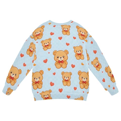 Unisex Cute Bear Print Pullover Little Boys Girls Long Sleeve Fleece Lined Crewneck Sweatshirt Kids Spring Fall Tops2