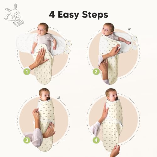 Image of KeaBabies 3-Pack Swaddles for Newborns, Girls, Boys with Hats - Organic Soft Baby Sleep Sacks, Breathable Baby Swaddle 3-6 Months Beanies Set, Premie Infant Sleep Sack 0-3 Months (Nibbles /Bruce)