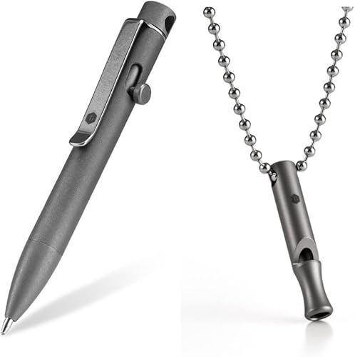 KeyUnity KP04SW Titanium EDC Bolt Action Pen & KA22 Titanium EDC silbato de emergencia al aire libre