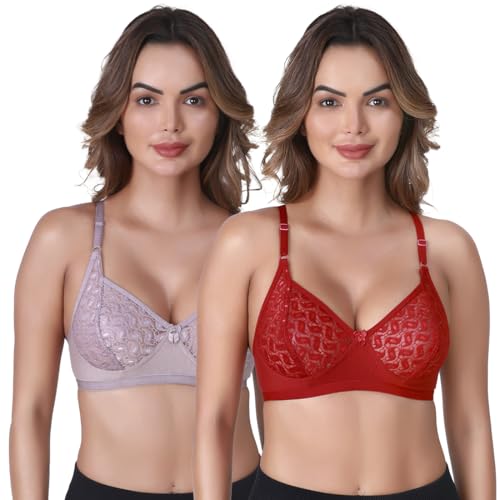 Image of SKDREAMS Naina Net Seamed Non Padded Full Coverage Non-Wired Women Full Coverage Bra
