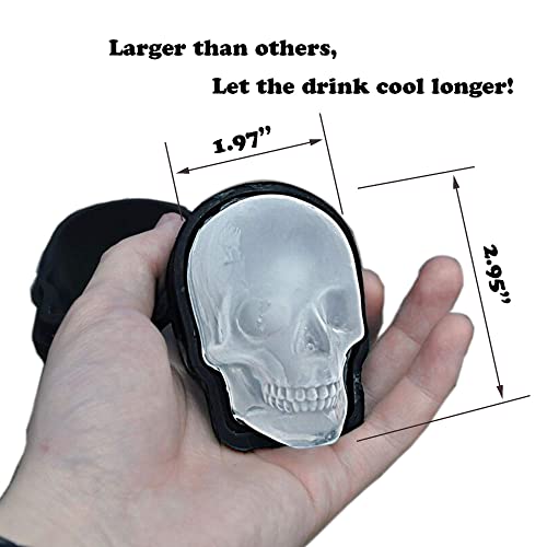 Giant Skull Ice Cube Mold Trays, 2 Packs Easy Release Silicone Whiskey Ice Ball Maker Molds For Freezer, Halloween, Parties,Christmas #TOP3