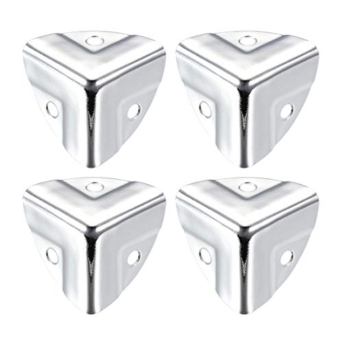Image of uxcell Metal Box Corner Protectors Wooden Box Edge Guard Protector 22x22x22mm Silver Tone 4pcs