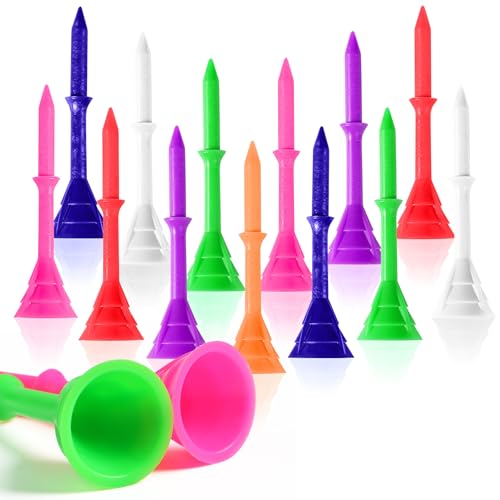 GKandi Golf Tees Plastic Tee 3 1/4 Inch 20 40 Pack Unbreakable Tee, Durable Stable Golf Tee Colors Available for Golfer Practice (Colorful, 20 Pcs)