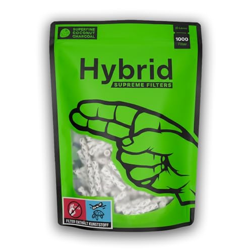 Hybrid Supreme Aktivkohlefilter - 6,4mm Slim Filter - 1000 Filter Vorratspackung - Reduziert Aktivkohlestaub & Schadstoffe – Kein Verstopfen & kühler Rauch – Designed in Austria