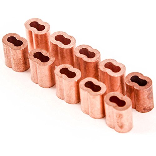 1/8 Inches Copper Wire Rope And Cable Line End Double Barrel Ferrule - Qty 10 #TOP26