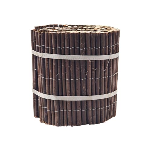 Willow Roll Lawn Edging 2M – Natural Willow Wood Garden Border with Metal Ties, 20cm High (Brown)