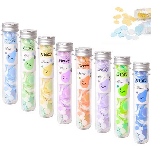 Image of GENZY Paper Soap Sheets 8 Tube Pack | Travel Paper Soap | Portable Hand Wash Soap Strips | Disposable Pocket Soap | Scented Flower Design Tubes | Instant Dissolving Soap Sheets for School, Camping, Outdoor & Travel Essentials for Men, Women & Kids