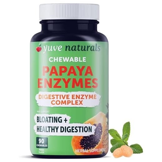 Yuve Natural Papaya Digestive Enzymes - Sugar-Free Chewable Candies - Promotes Better Digestion - Constipation & Bloating Aid, Detox, Leaky Gut Repair & Gas Relief - Vegan, Non-GMO, Gluten-Free - 90ct